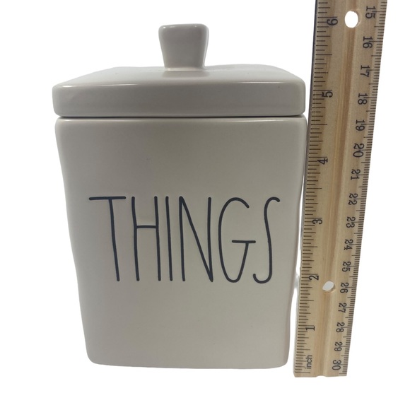 Rae Dunn THINGS Ceramic Square Canister Jar with Lid - Picture 7 of 10